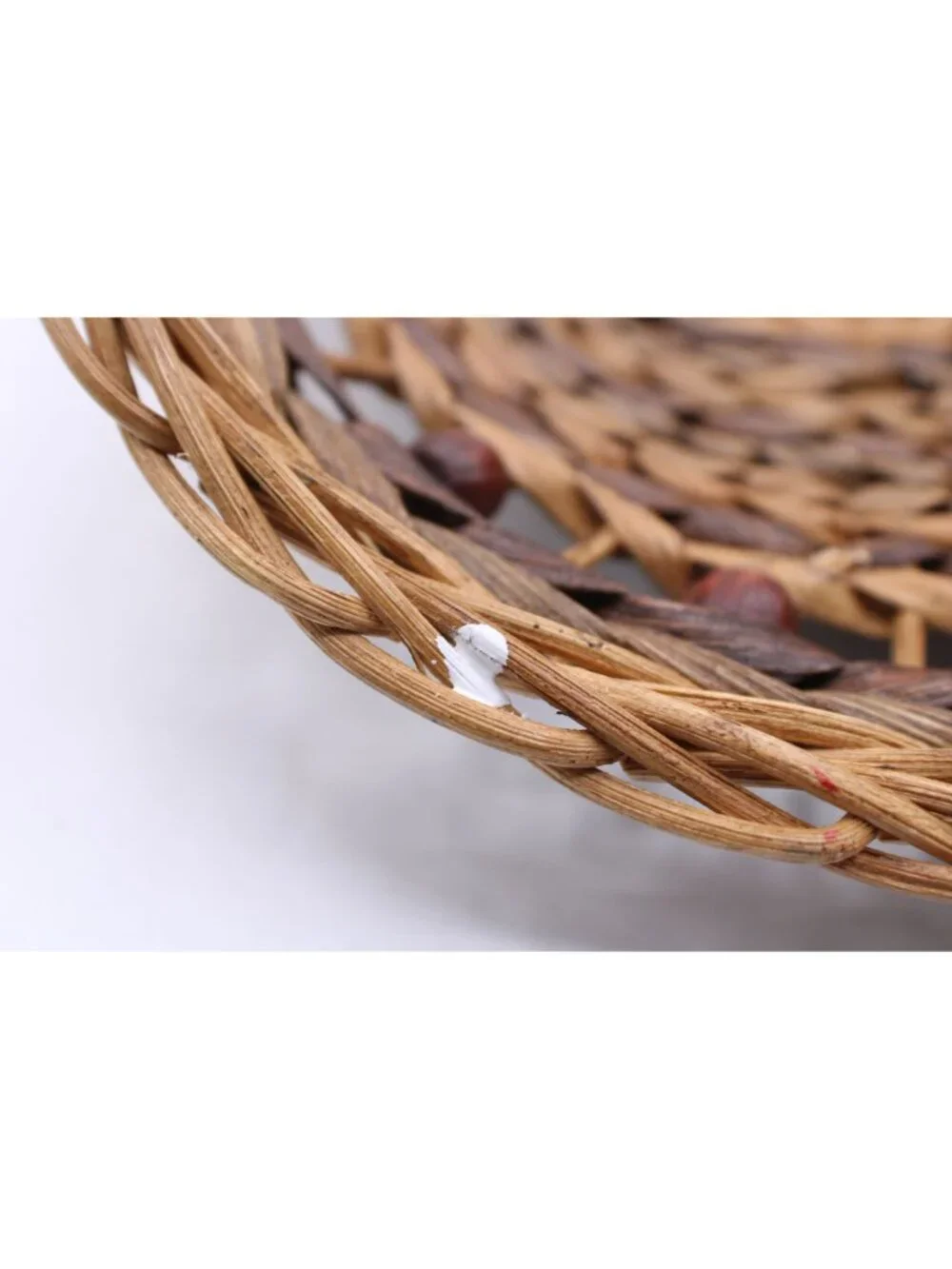 Handwoven Flower Basket Wicker Basket Bead Accent Handle Garden Trug Cottagecore